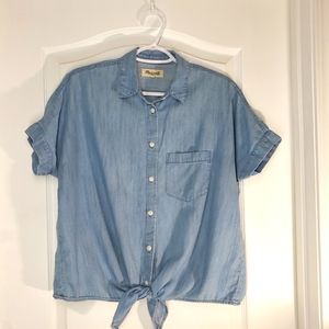 Madewell Womens Short Sleeve Button Down Denim Shirt